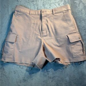 LOFT Light Beige Cargo Cutoff Shorts